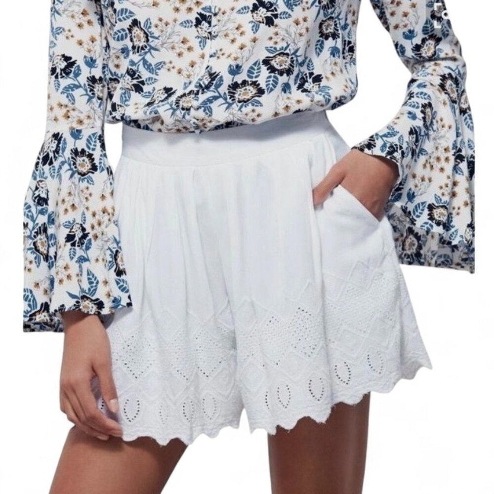 Free People Sz 2 ‘Azalea’ High-Waisted A-Line White Eyelet Shorts